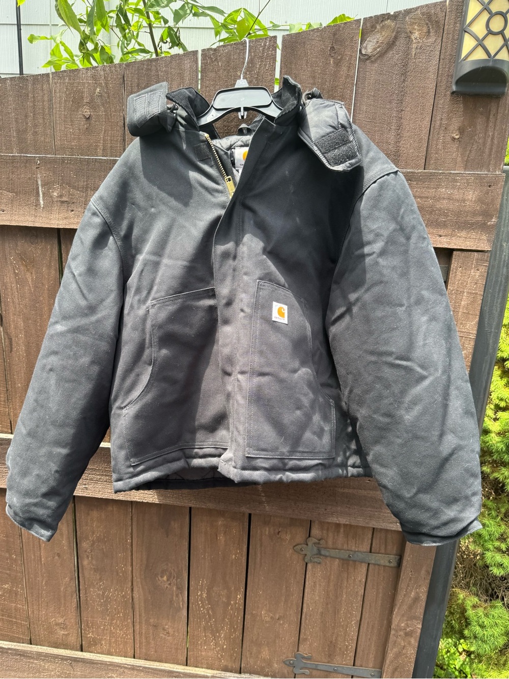 Carhartt Black Hooded Canvas Work Jacket